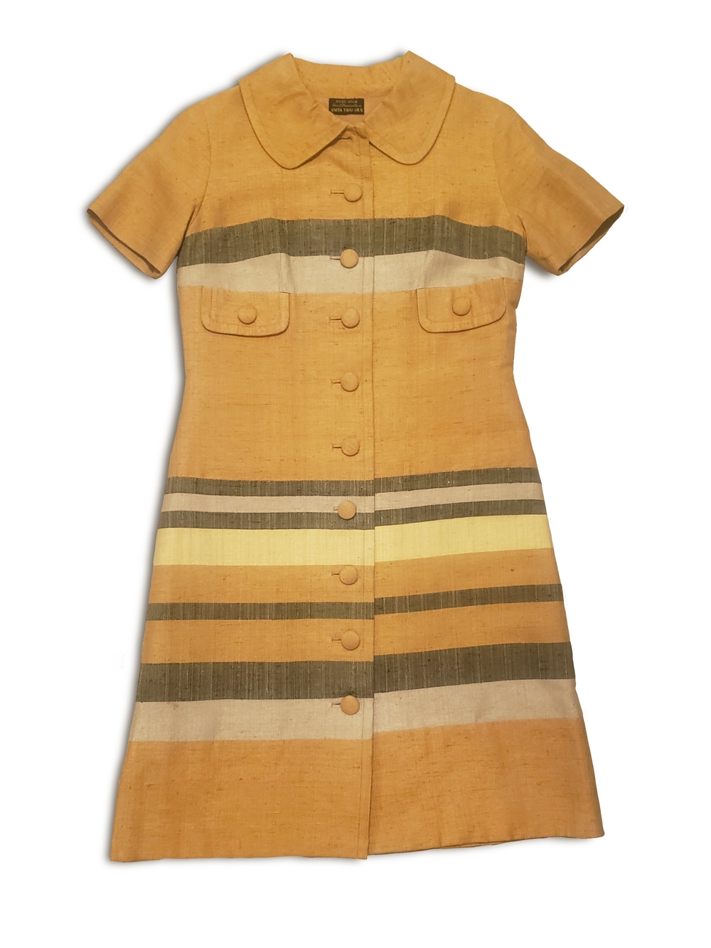 Vintage 1960s Raw Silk Mod Mini Dress